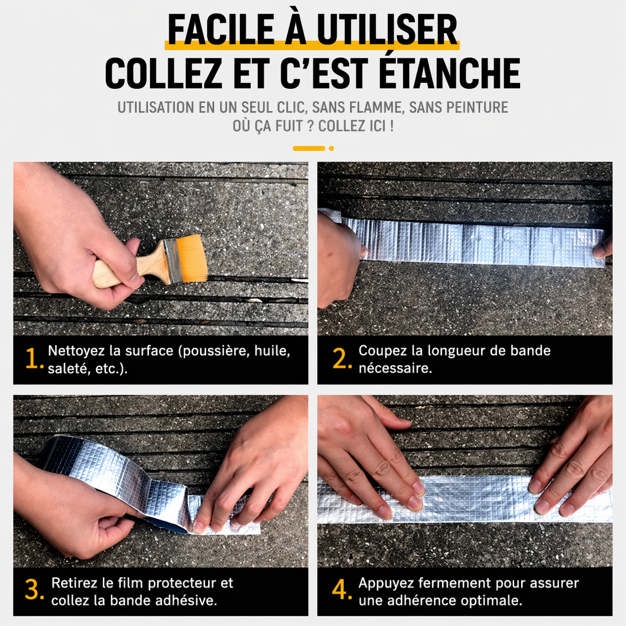 RUBAN ÉTANCHE ULTRA PUISSANT : 5 cm x 10 m
T supportée : -40°C à +120°C