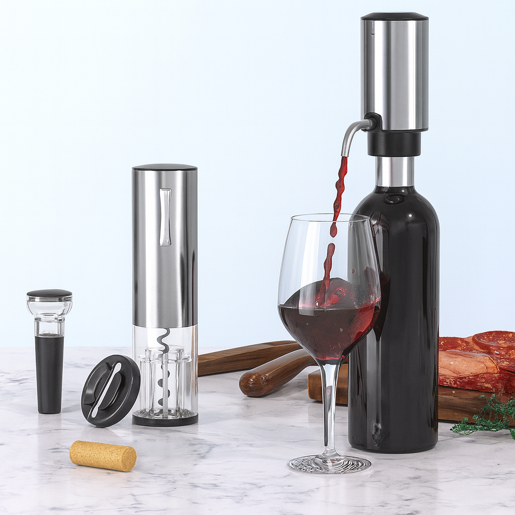 ELECTRIC WINE SET :                                                                                Le kit premium pour ouvrir, servir et préserver votre vin