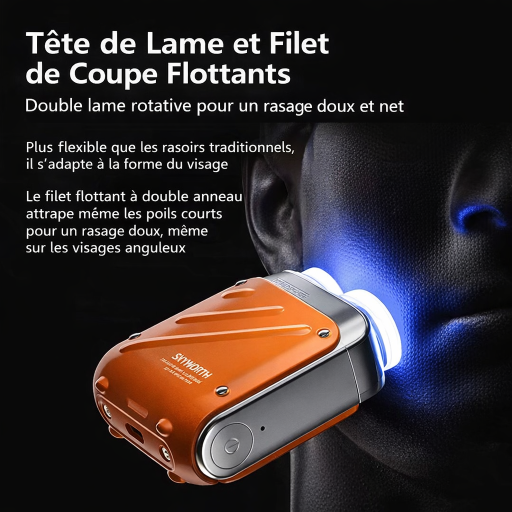 Rasoir Électrique Puissant 9000RPM – Étanche IPX7, 60 Jours d’Autonomie, Rasage Doux Sans Blessure