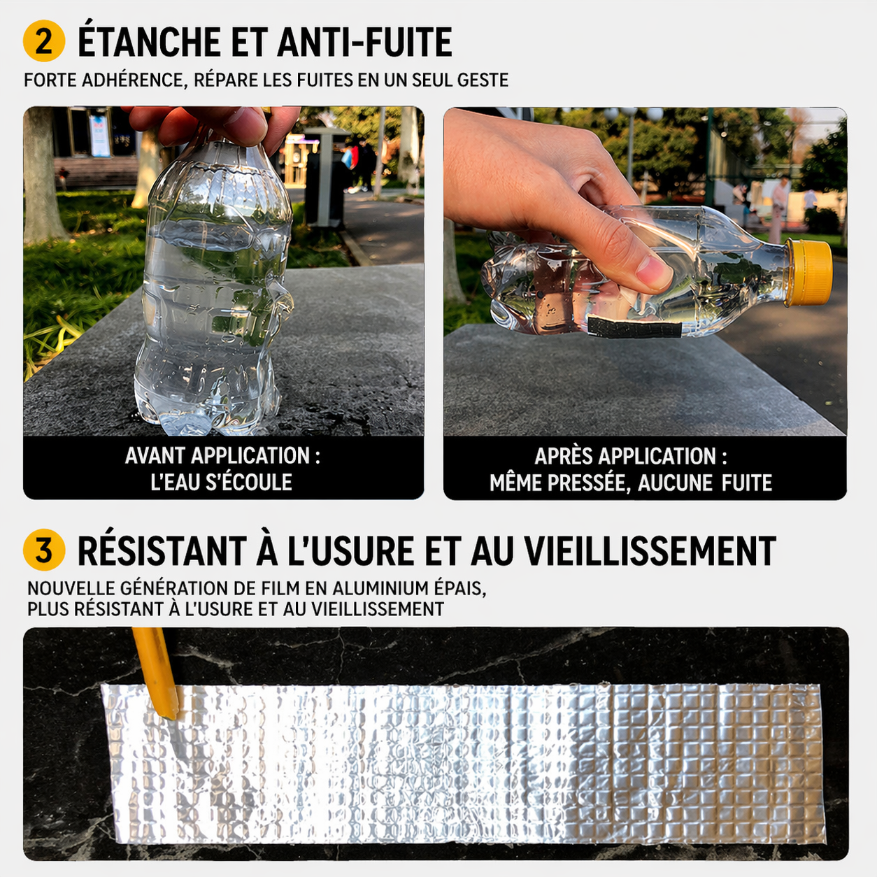 RUBAN ÉTANCHE ULTRA PUISSANT : 5 cm x 10 m
T supportée : -40°C à +120°C