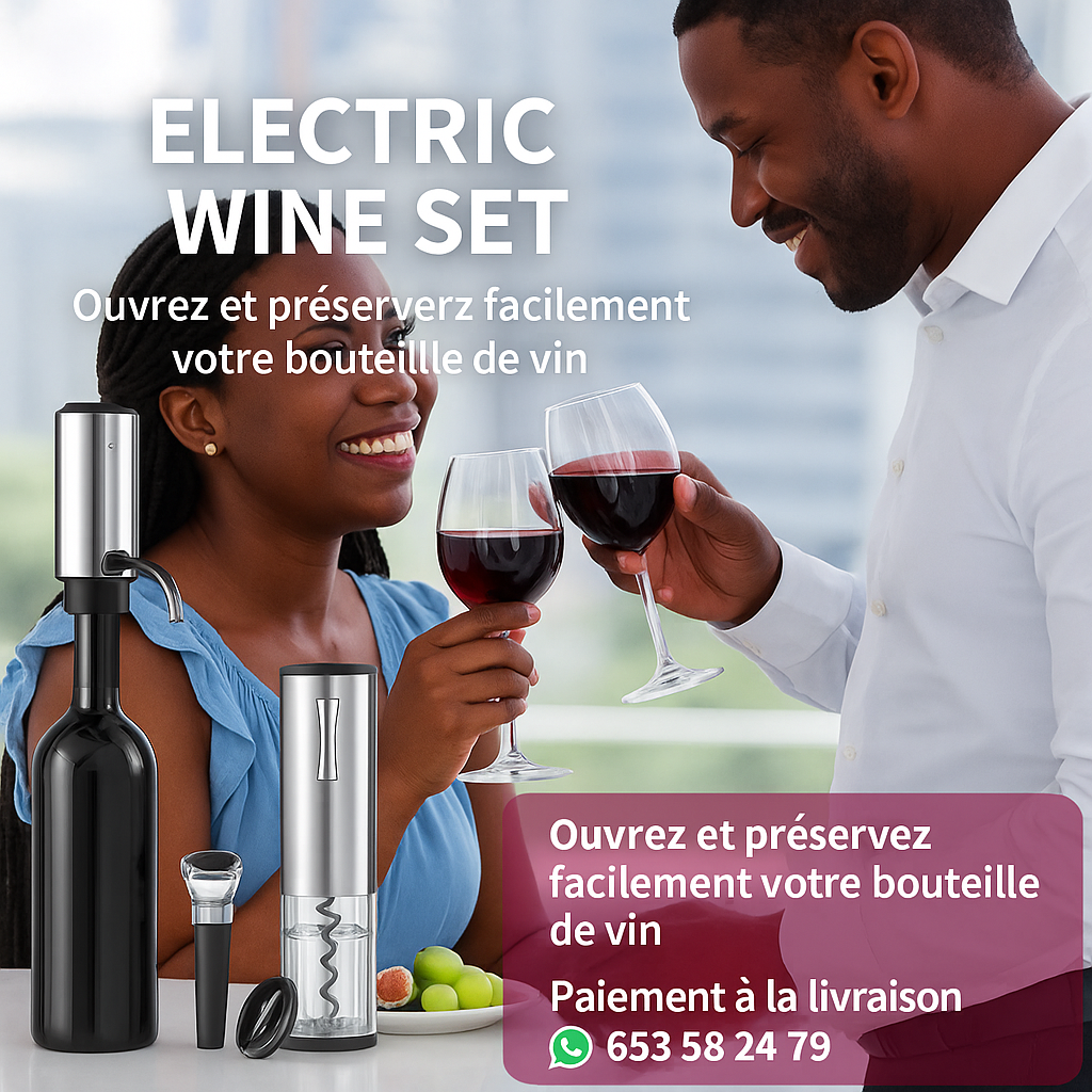 ELECTRIC WINE SET :                                                                                Le kit premium pour ouvrir, servir et préserver votre vin