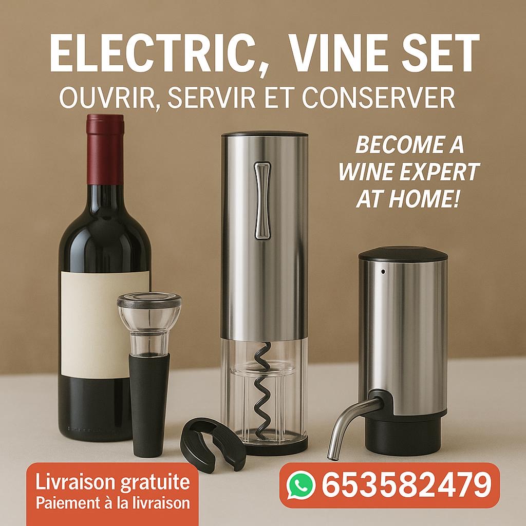ELECTRIC WINE SET :                                                                                Le kit premium pour ouvrir, servir et préserver votre vin