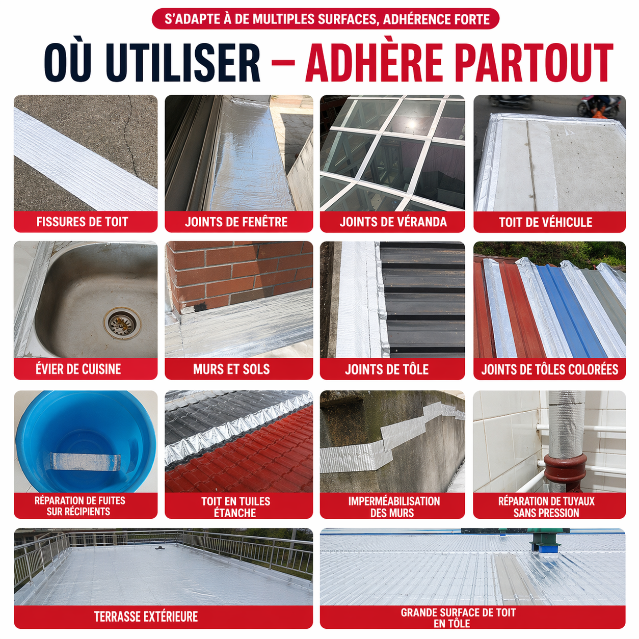RUBAN ÉTANCHE ULTRA PUISSANT : 5 cm x 10 m
T supportée : -40°C à +120°C