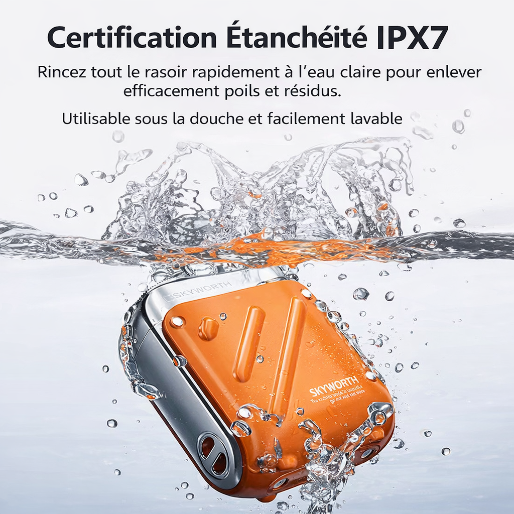 Rasoir Électrique Puissant 9000RPM – Étanche IPX7, 60 Jours d’Autonomie, Rasage Doux Sans Blessure