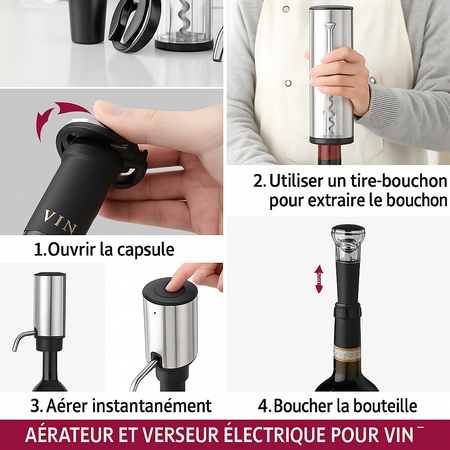 ELECTRIC WINE SET :                                                                                Le kit premium pour ouvrir, servir et préserver votre vin