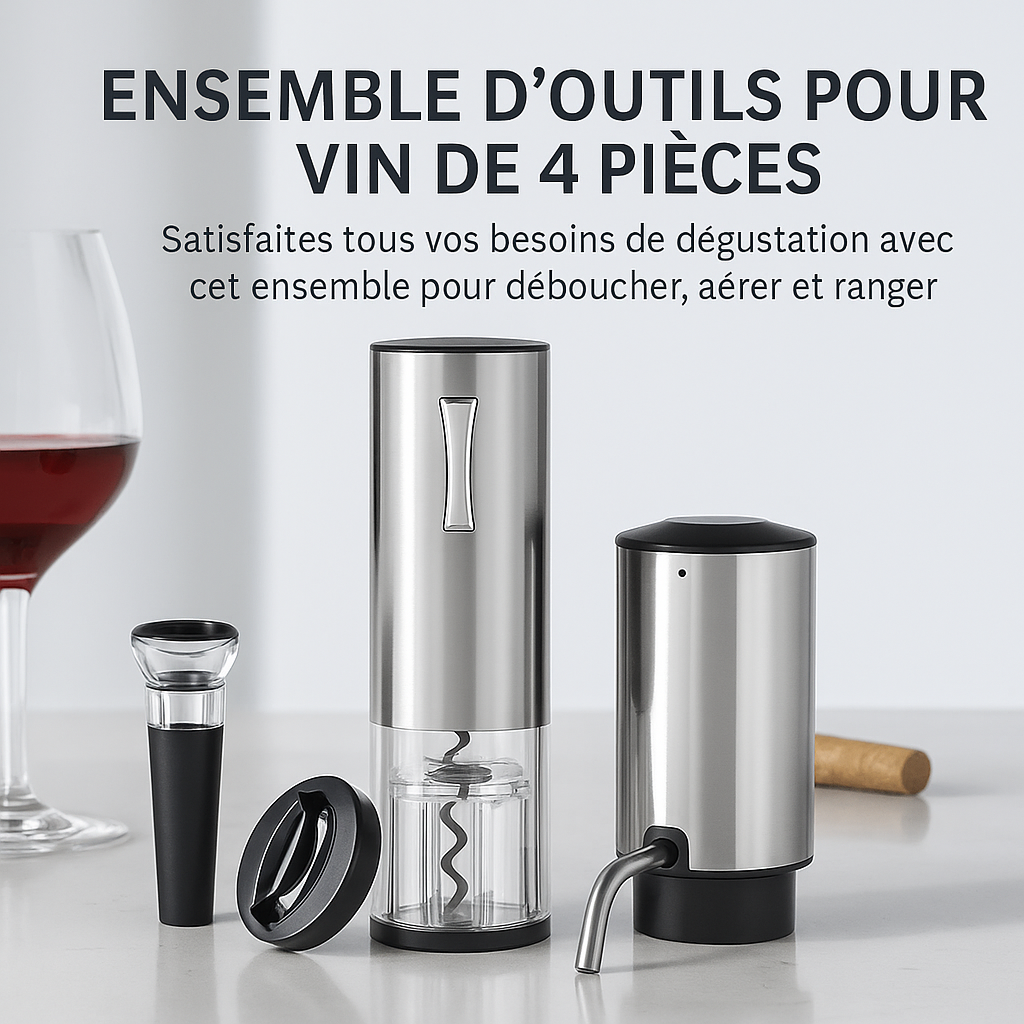 ELECTRIC WINE SET :                                                                                Le kit premium pour ouvrir, servir et préserver votre vin