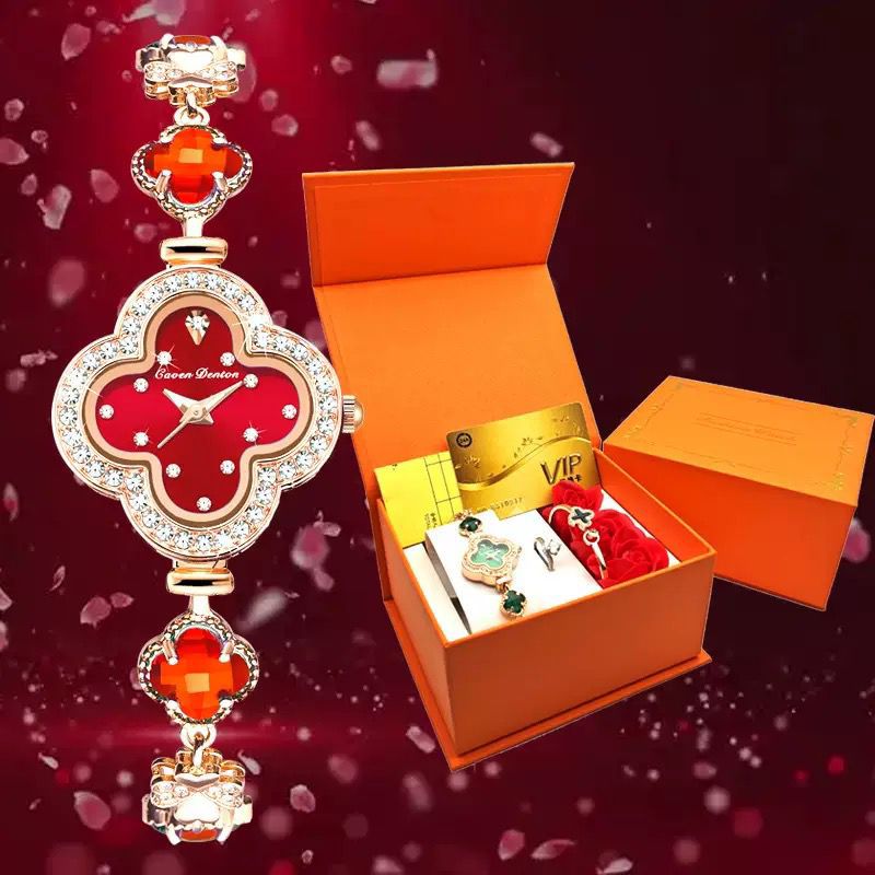 Montre Femme Trèfle Luxe en Acier Inoxydable – Quartz